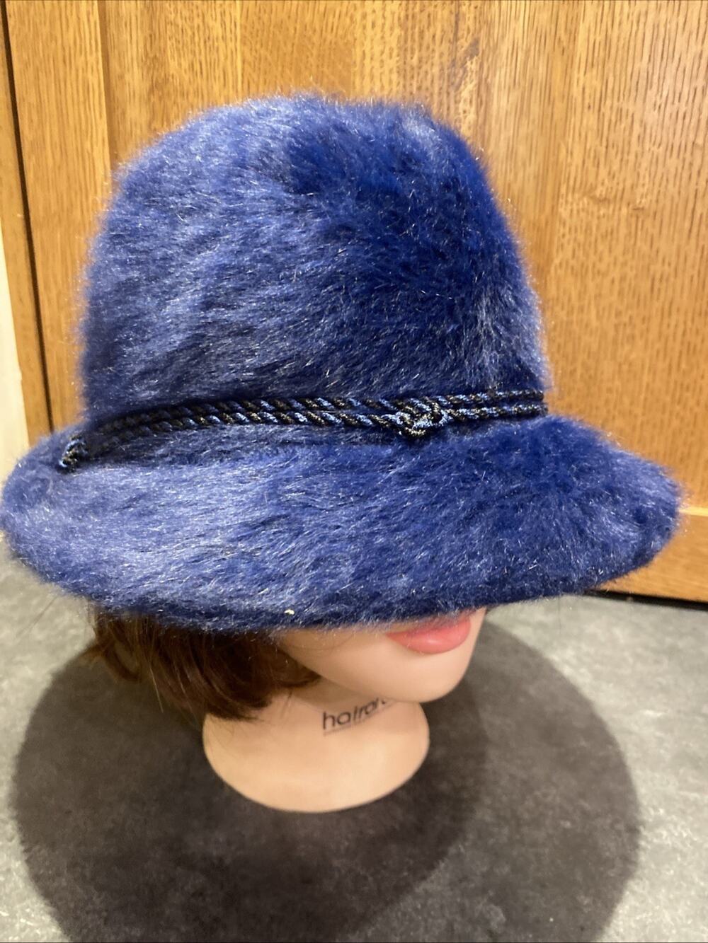 Kangol Blue Furgora Angora Rabbit Fur Bucket Hat Fedora UK Made OSFA